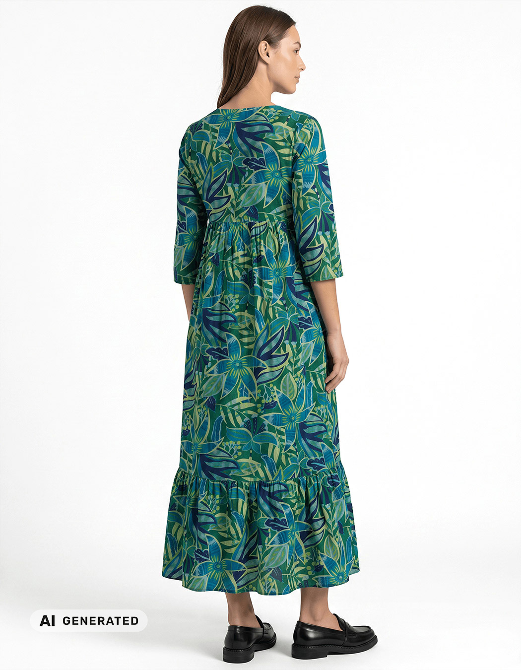 Robe longue imprim&eacute;e en voile de coton imprim&eacute; La Fianc&eacute;e