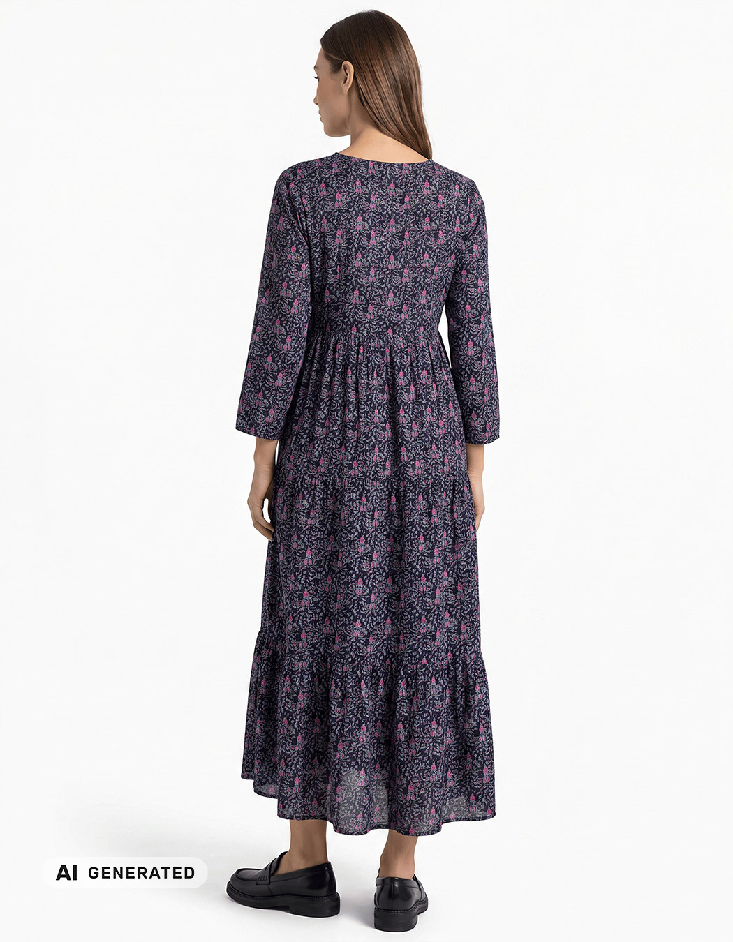 Robe longue imprimée en voile de coton imprimé La Fiancée