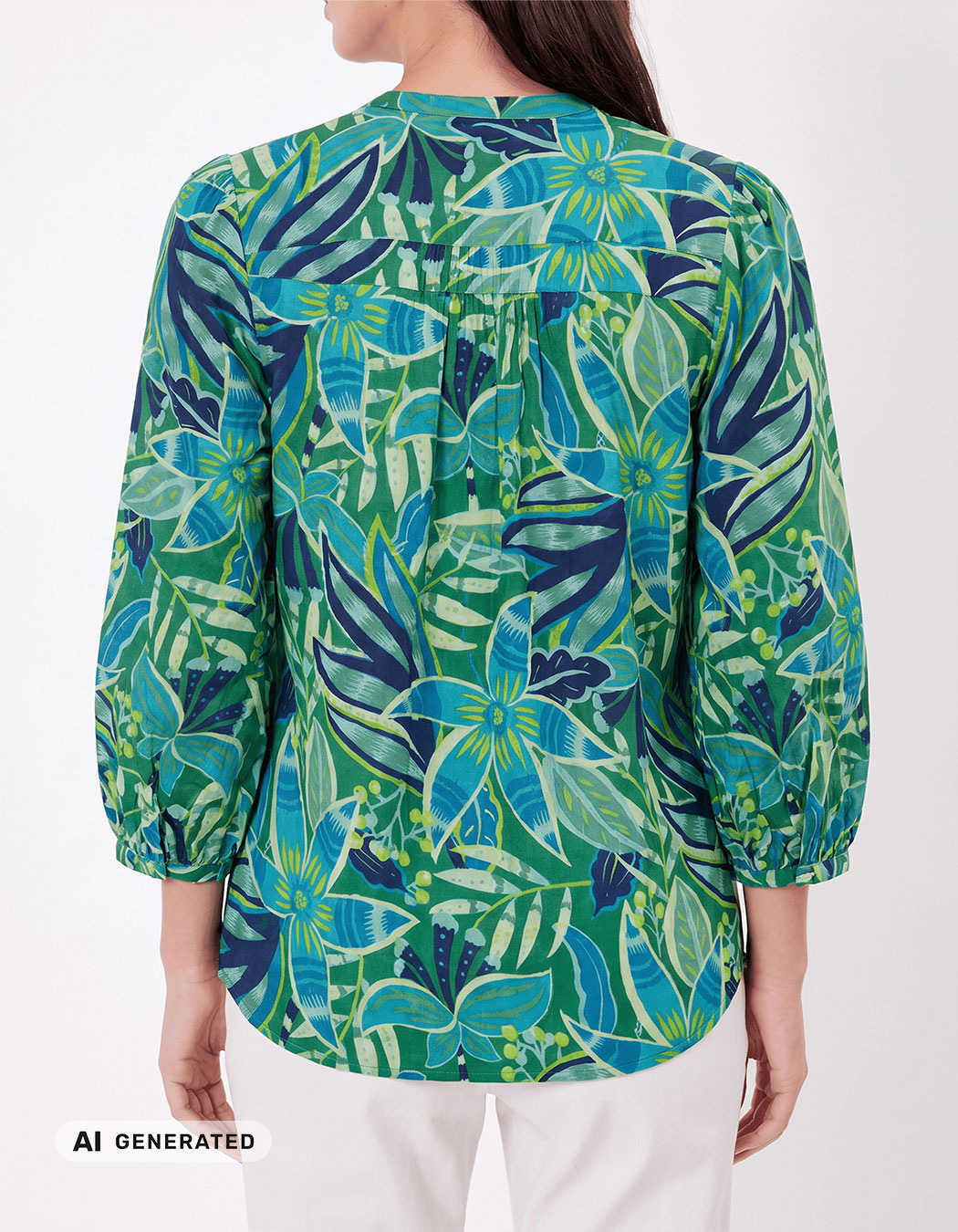 Blouse voile de coton bio col tunisien imprim&eacute; La Fianc&eacute;e