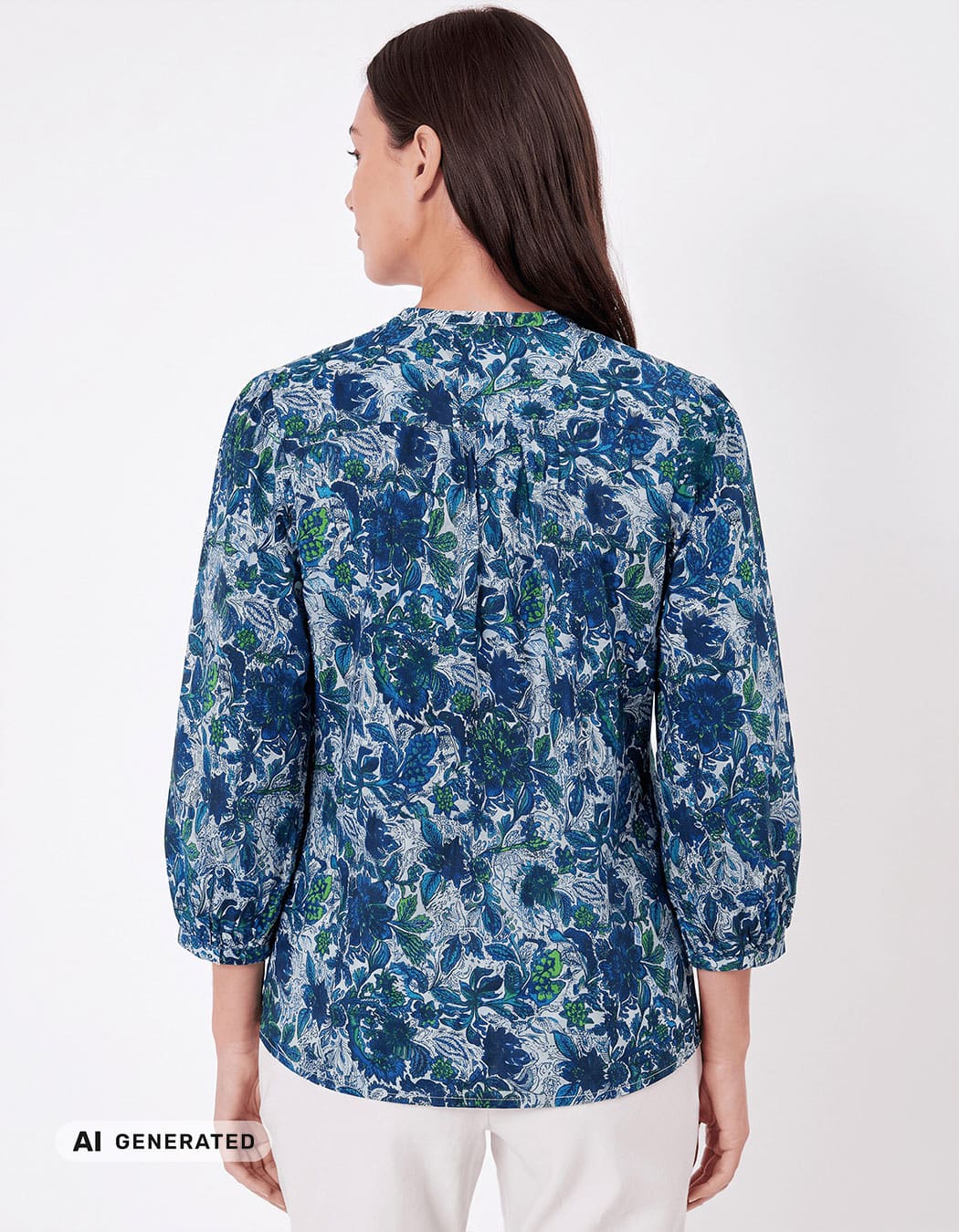Blouse voile de coton bio col tunisien imprimé La Fiancée