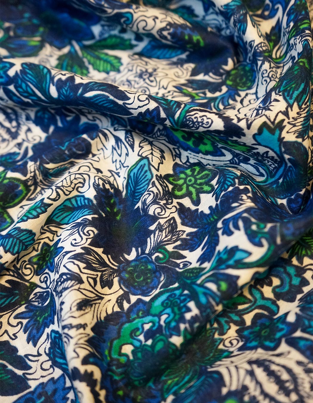 Blouse voile de coton bio col tunisien imprimé La Fiancée