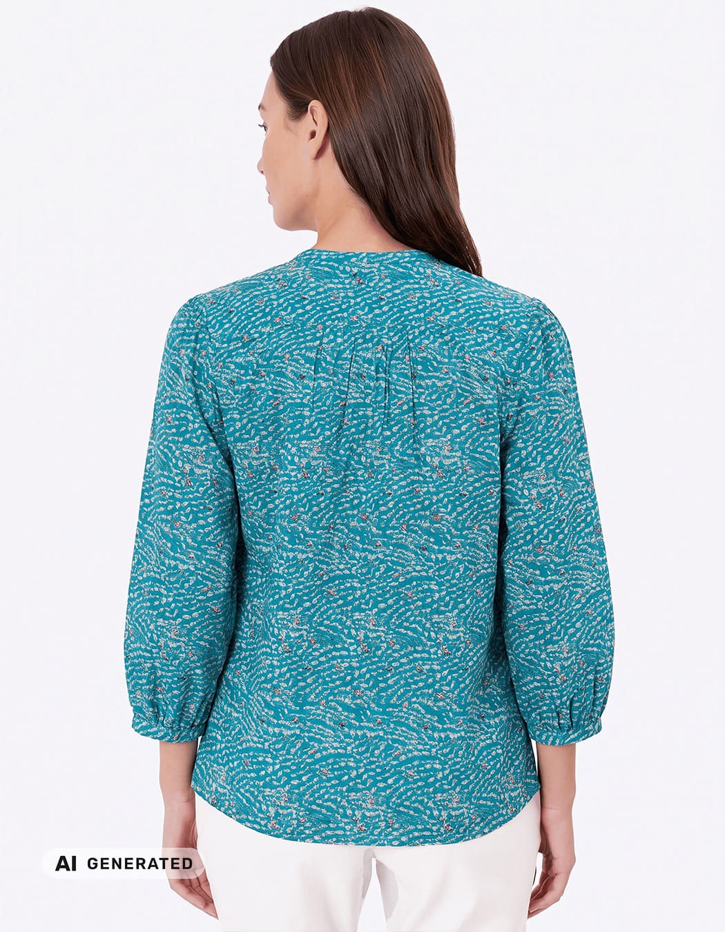 Blouse voile de coton bio col tunisien imprimé La Fiancée