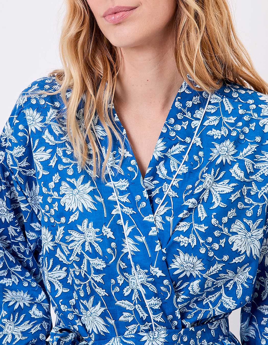 Kimono long imprim&eacute; en voile de coton imprim&eacute; La Fianc&eacute;e