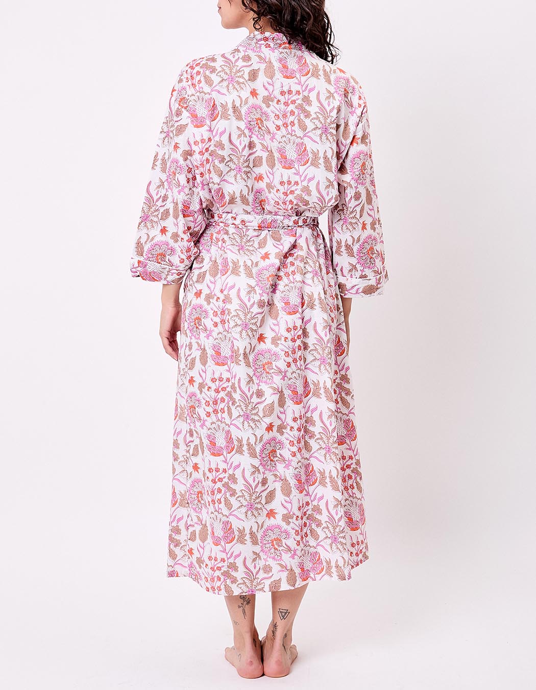 Kimono long imprim&eacute; en voile de coton imprim&eacute; La Fianc&eacute;e