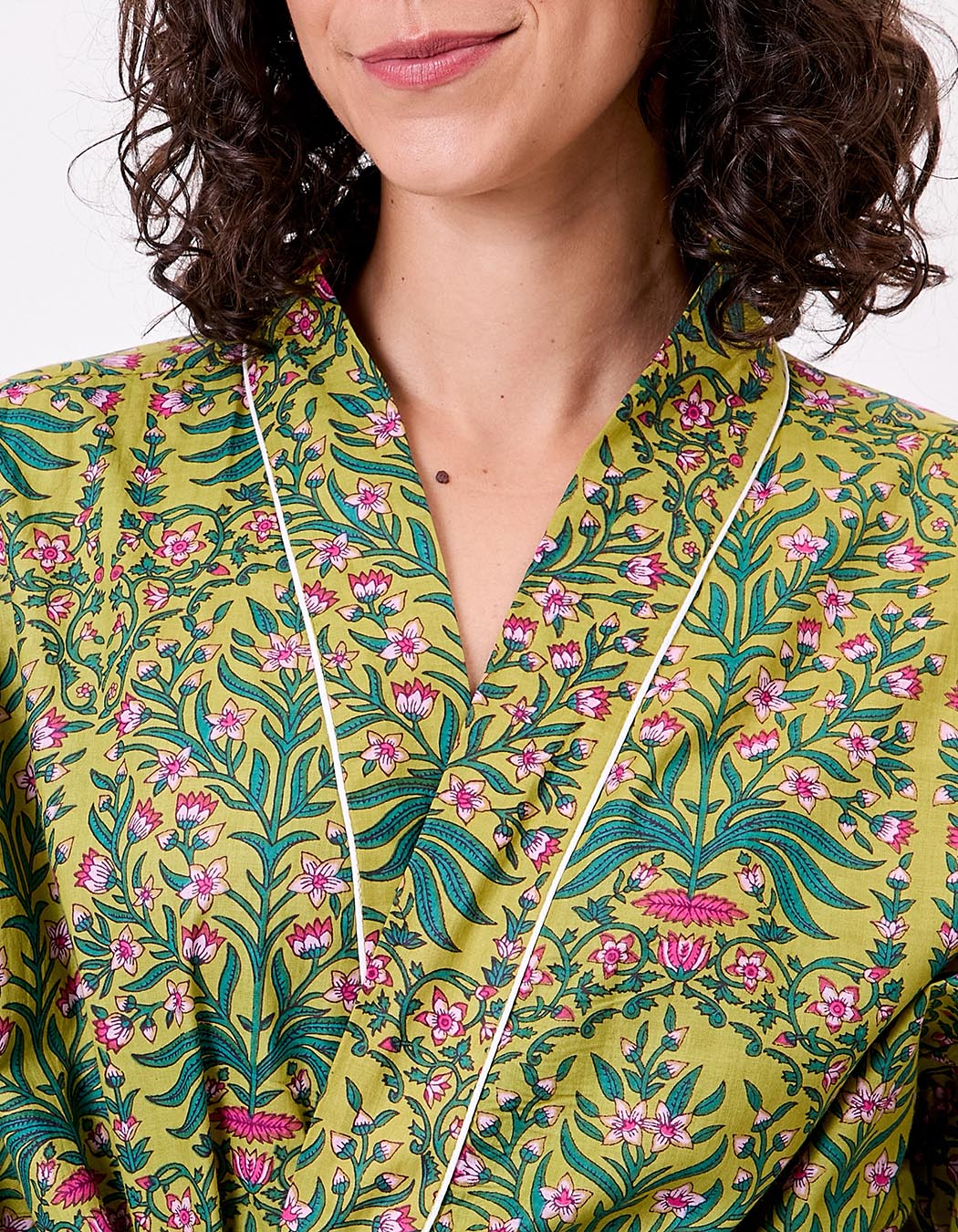Kimono long imprim&eacute; en voile de coton imprim&eacute; La Fianc&eacute;e
