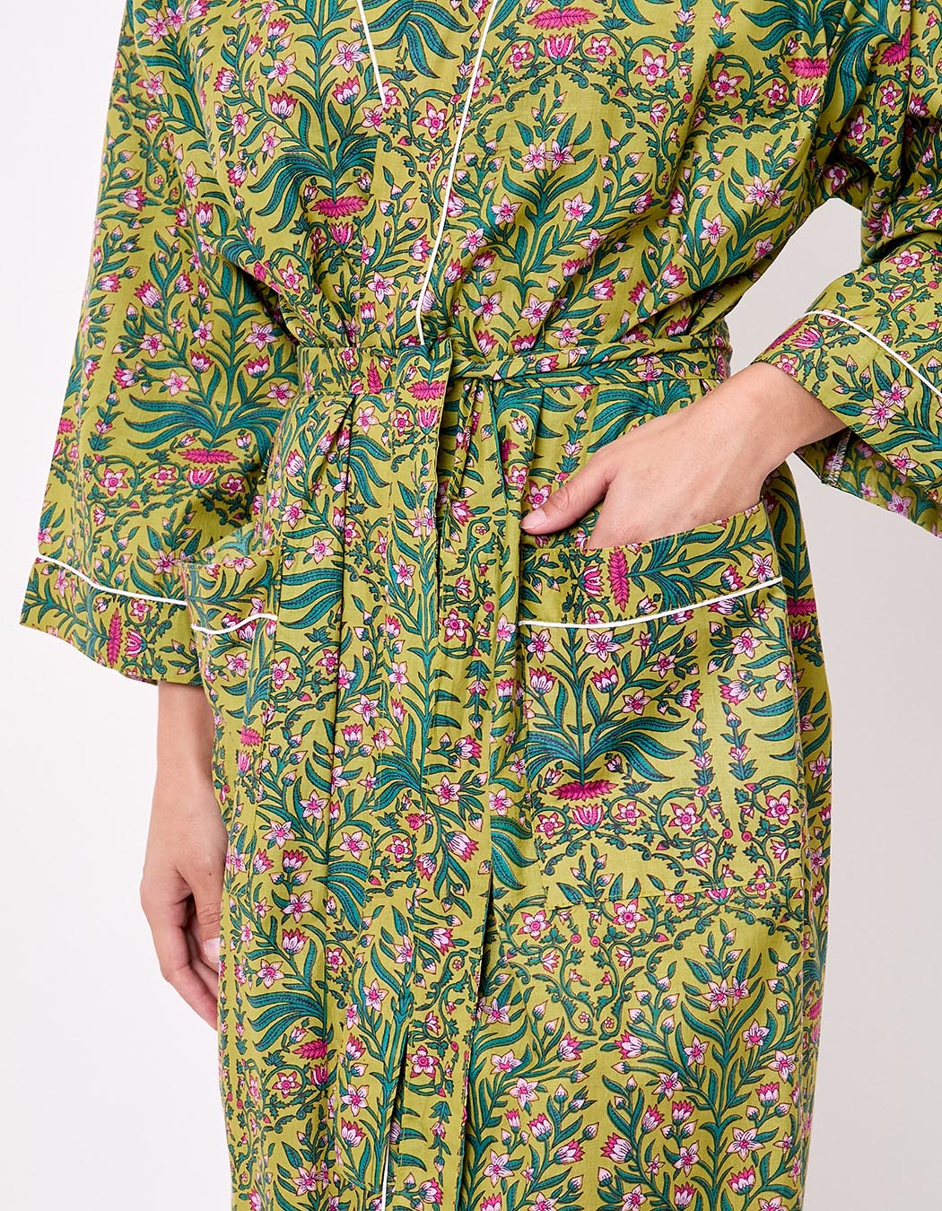 Kimono long imprim&eacute; en voile de coton imprim&eacute; La Fianc&eacute;e