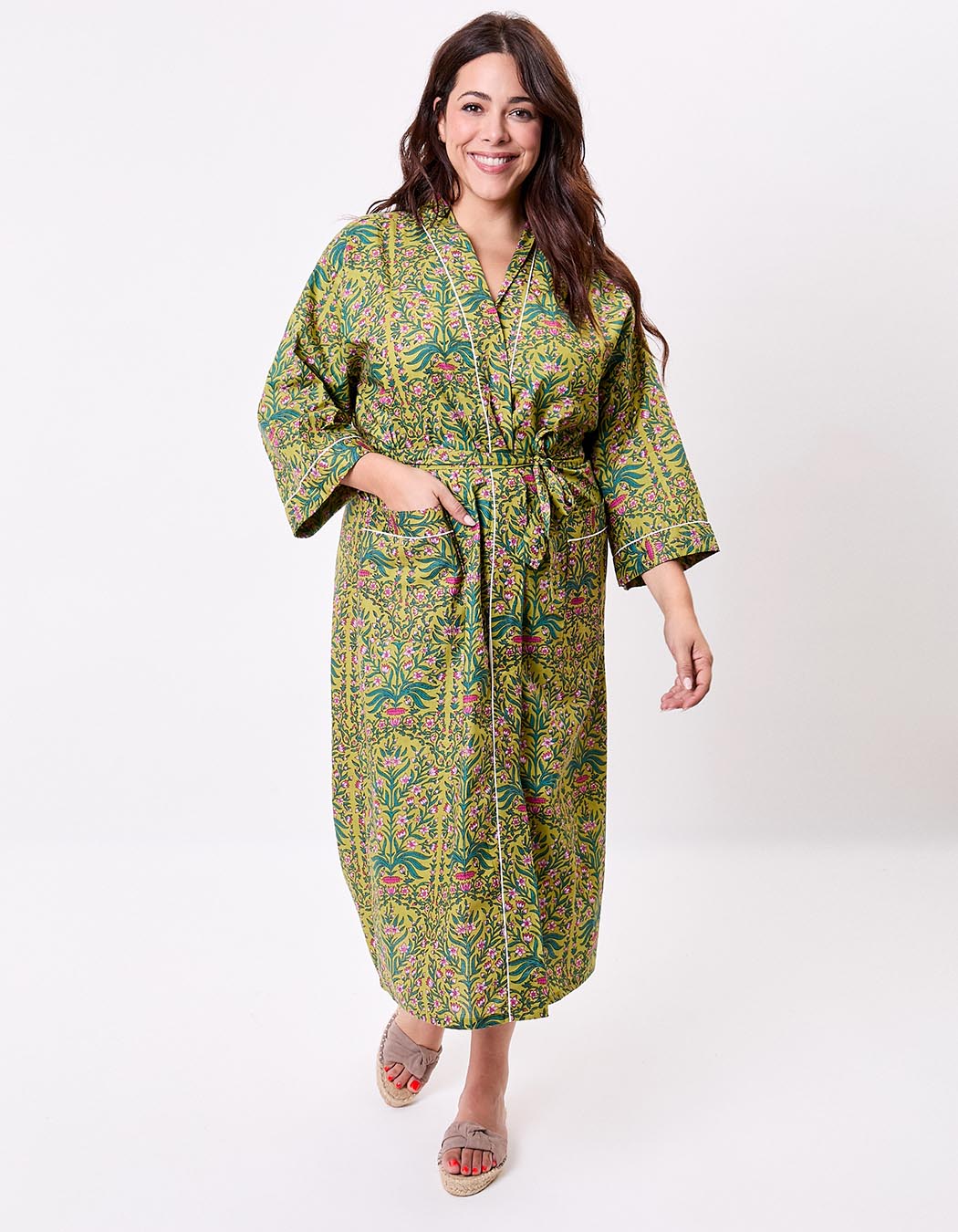 Kimono long imprim&eacute; en voile de coton imprim&eacute; La Fianc&eacute;e