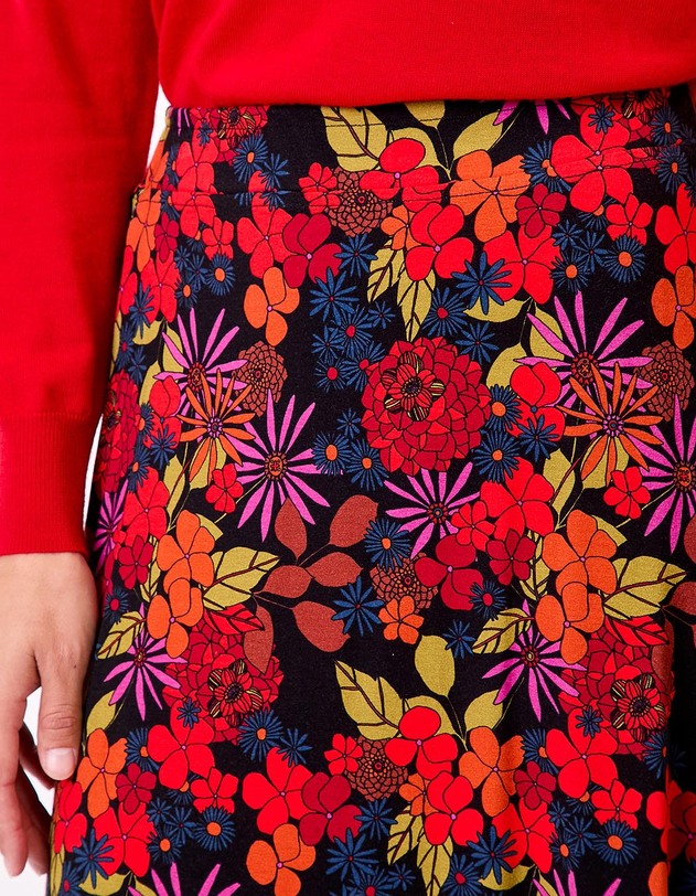 Jupe midi maille fluide &eacute;vas&eacute;e imprim&eacute; Princesse Nomade