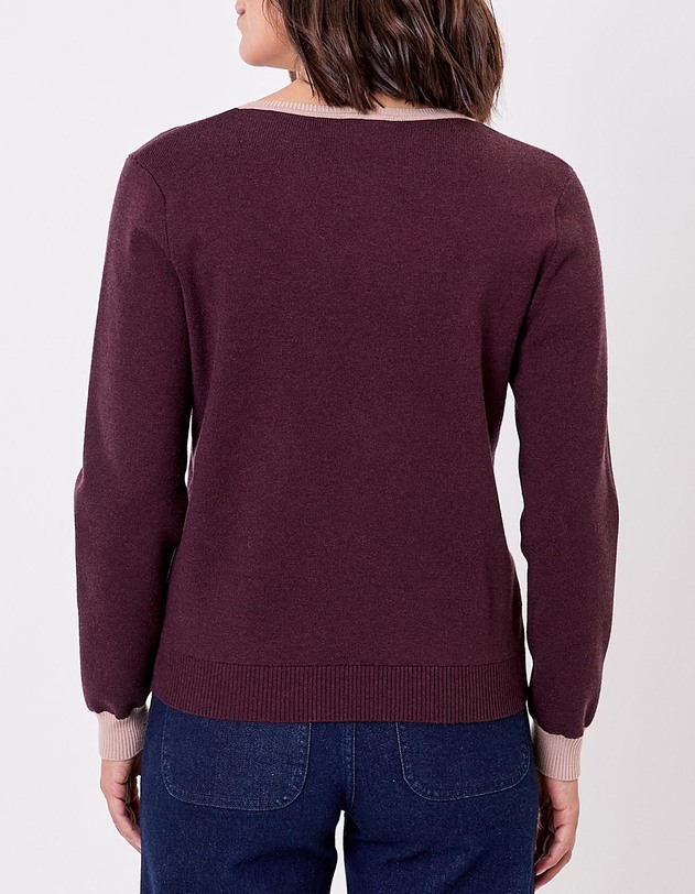 Pull maille &eacute;paisse col V imprim&eacute; Princesse Nomade