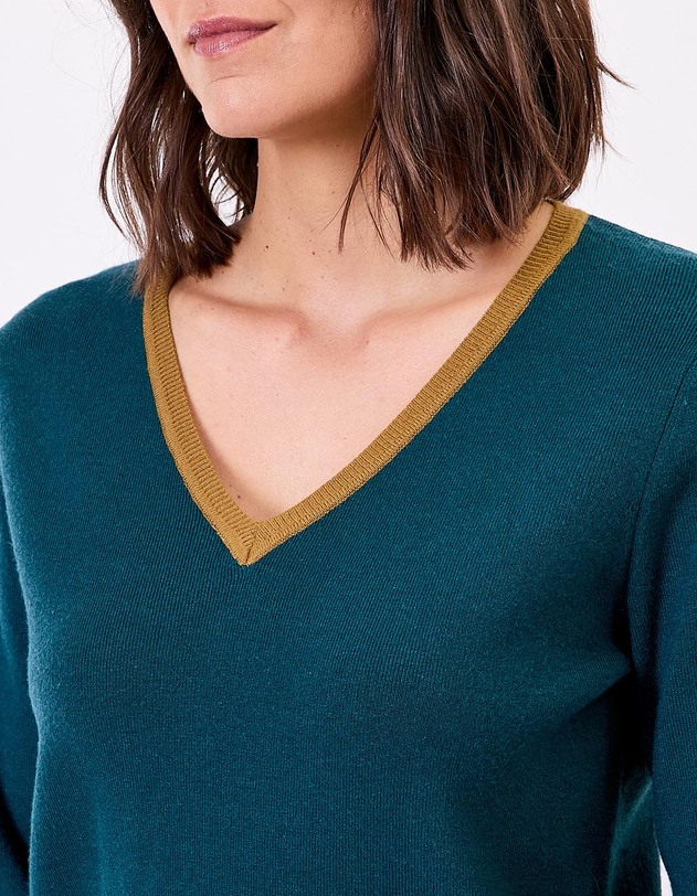 Pull maille &eacute;paisse col V imprim&eacute; Princesse Nomade