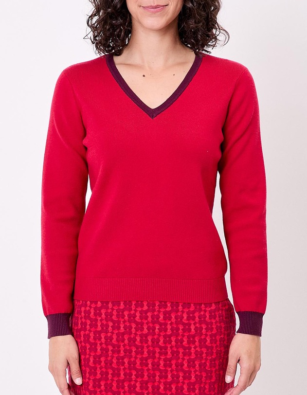 Pull maille &eacute;paisse col V imprim&eacute; Princesse Nomade