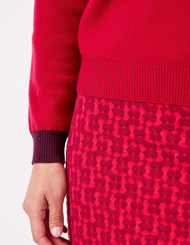 Pull maille &eacute;paisse col V imprim&eacute; Princesse Nomade