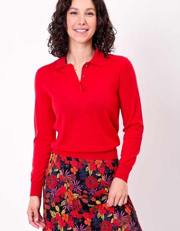 Pull en laine m&eacute;rinos col polo imprim&eacute; Princesse Nomade