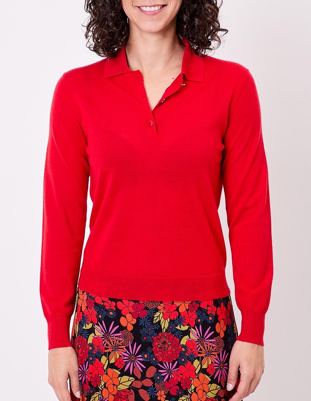 Pull en laine m&eacute;rinos col polo imprim&eacute; Princesse Nomade