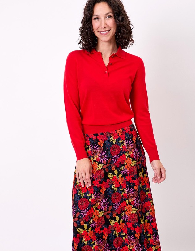 Pull en laine m&eacute;rinos col polo imprim&eacute; Princesse Nomade