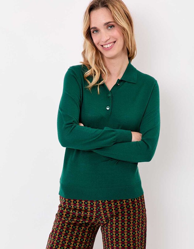 Pull en laine m&eacute;rinos col polo imprim&eacute; Princesse Nomade