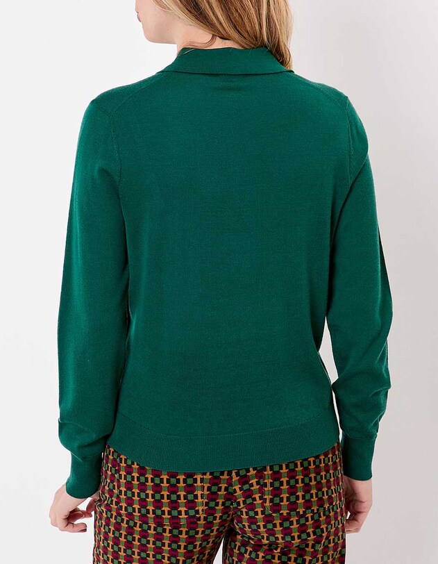 Pull en laine m&eacute;rinos col polo imprim&eacute; Princesse Nomade