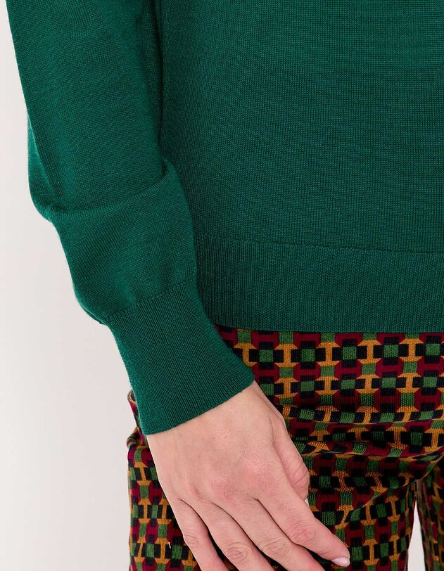 Pull en laine m&eacute;rinos col polo imprim&eacute; Princesse Nomade