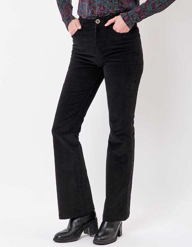 Pantalon flare velours c&ocirc;tel&eacute; bio imprim&eacute; Princesse Nomade