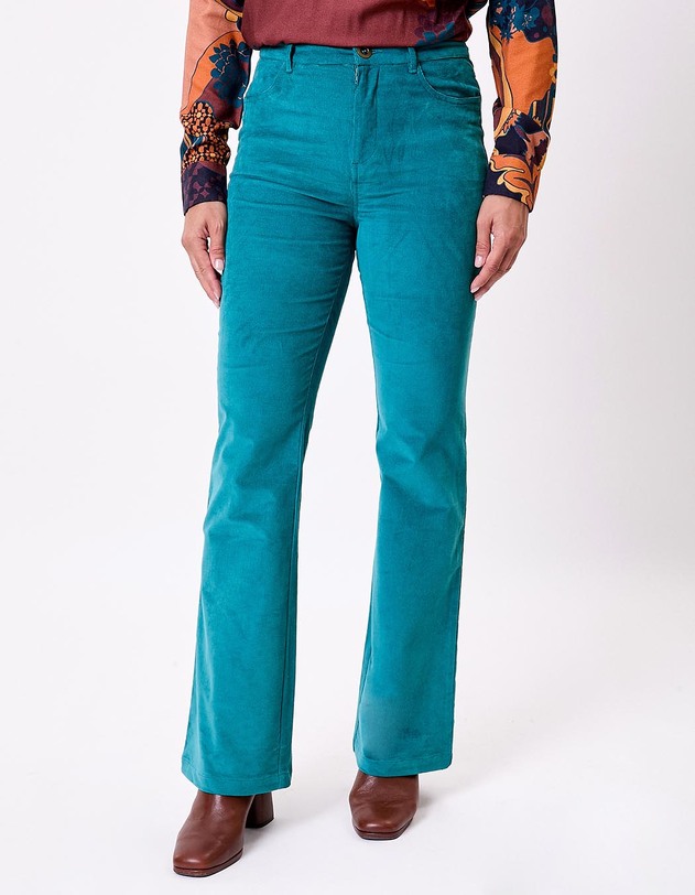Pantalon flare velours c&ocirc;tel&eacute; bio imprim&eacute; Princesse Nomade