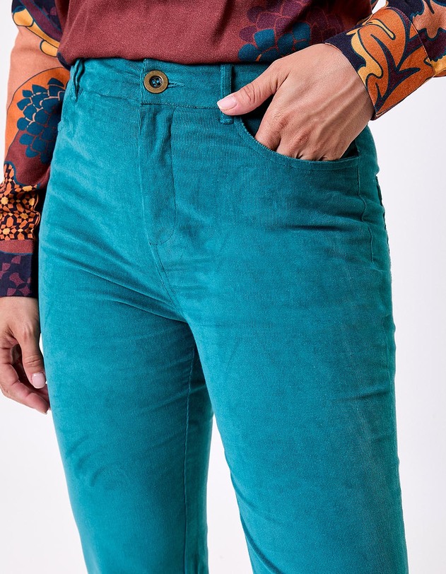 Pantalon flare velours c&ocirc;tel&eacute; bio imprim&eacute; Princesse Nomade