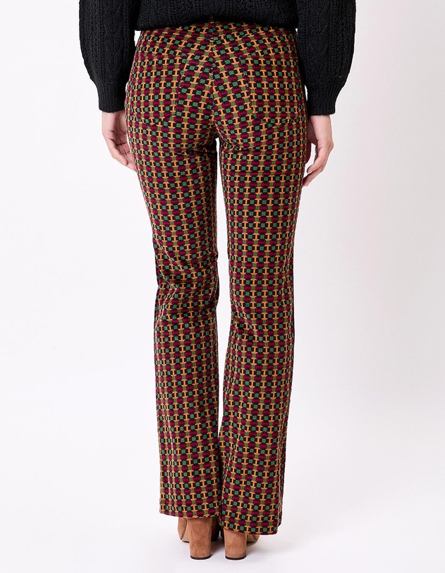 Pantalon flare velours c&ocirc;tel&eacute; imprim&eacute; Princesse Nomade