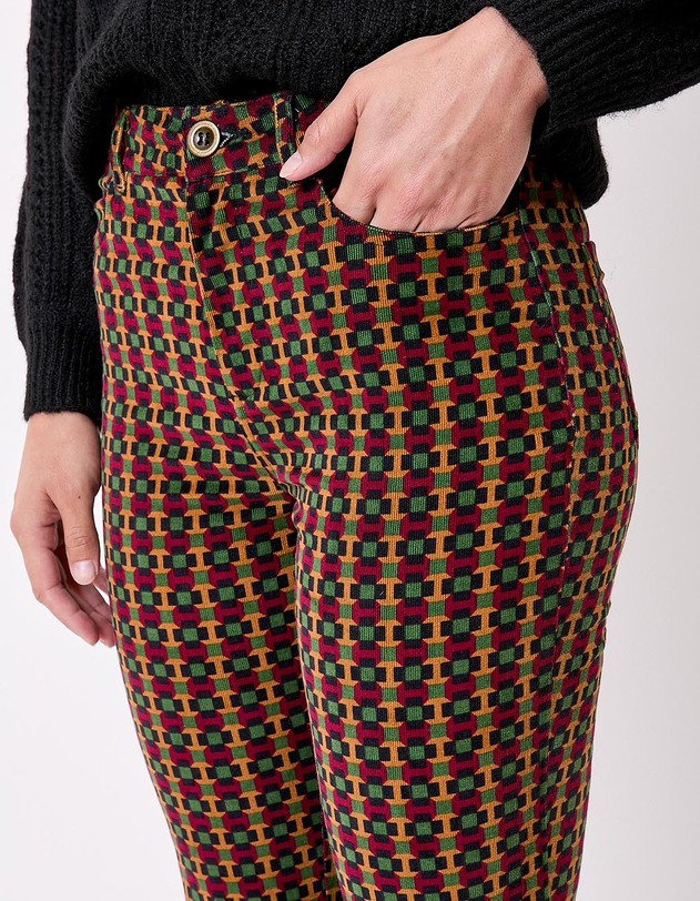 Pantalon flare velours c&ocirc;tel&eacute; imprim&eacute; Princesse Nomade