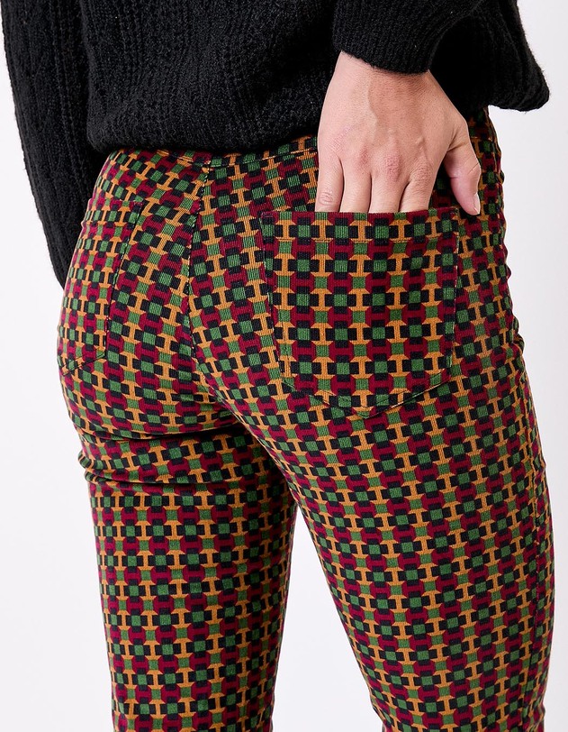 Pantalon flare velours c&ocirc;tel&eacute; imprim&eacute; Princesse Nomade