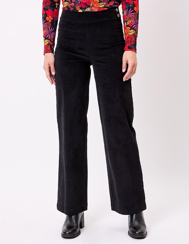 Pantalon droit large velours c&ocirc;tel&eacute; bio imprim&eacute; Princesse Nomade