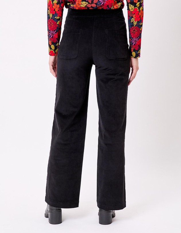 Pantalon droit large velours c&ocirc;tel&eacute; bio imprim&eacute; Princesse Nomade
