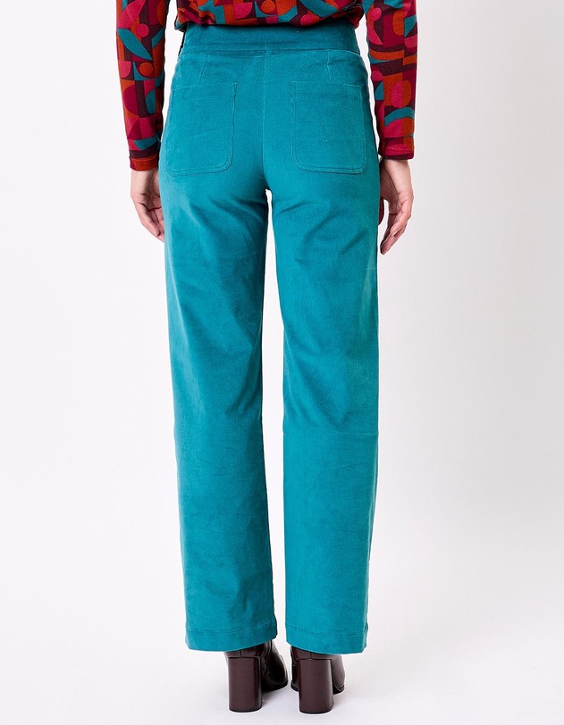 Pantalon droit large velours c&ocirc;tel&eacute; bio imprim&eacute; Princesse Nomade