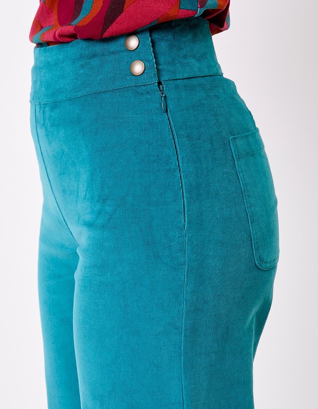 Pantalon droit large velours c&ocirc;tel&eacute; bio imprim&eacute; Princesse Nomade