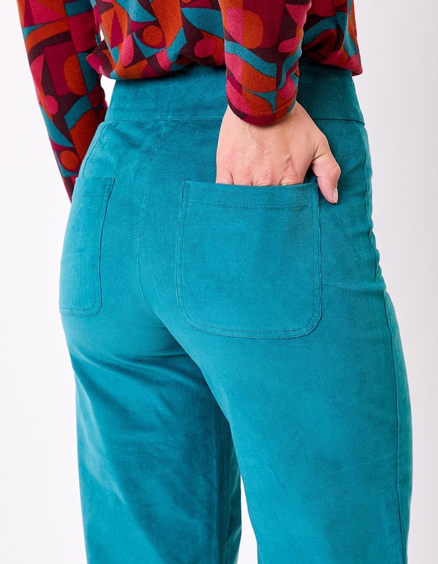 Pantalon droit large velours c&ocirc;tel&eacute; bio imprim&eacute; Princesse Nomade