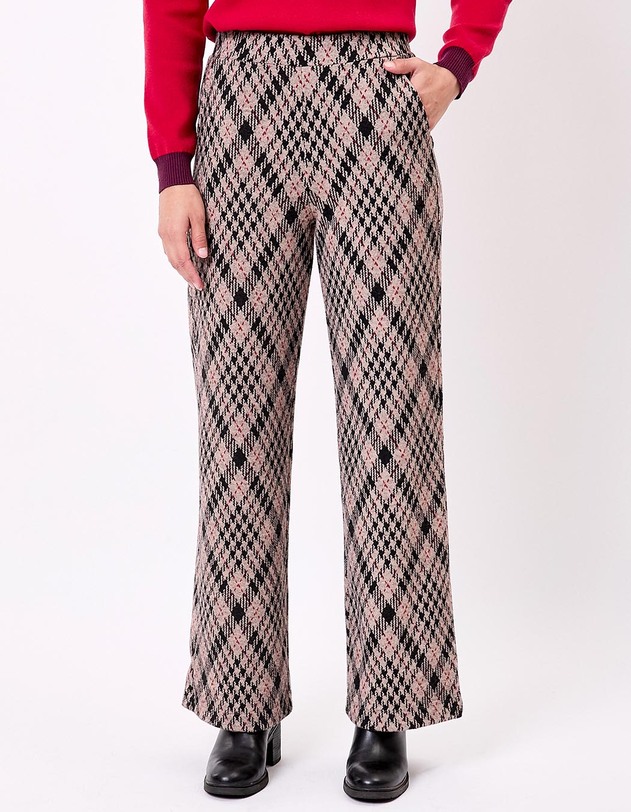 Pantalon ample maille jaquard recycl&eacute;e imprim&eacute; Princesse Nomade