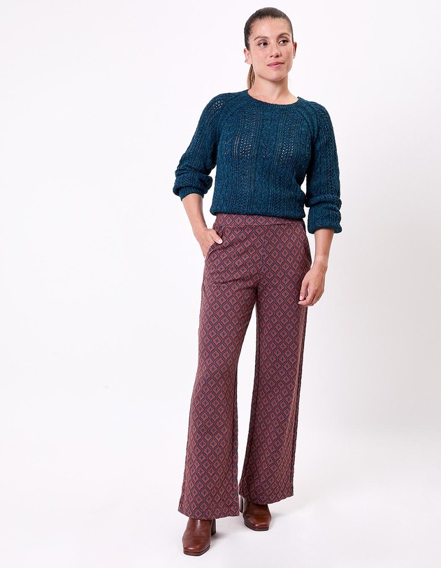 Pantalon ample maille jaquard bio imprim&eacute; Princesse Nomade