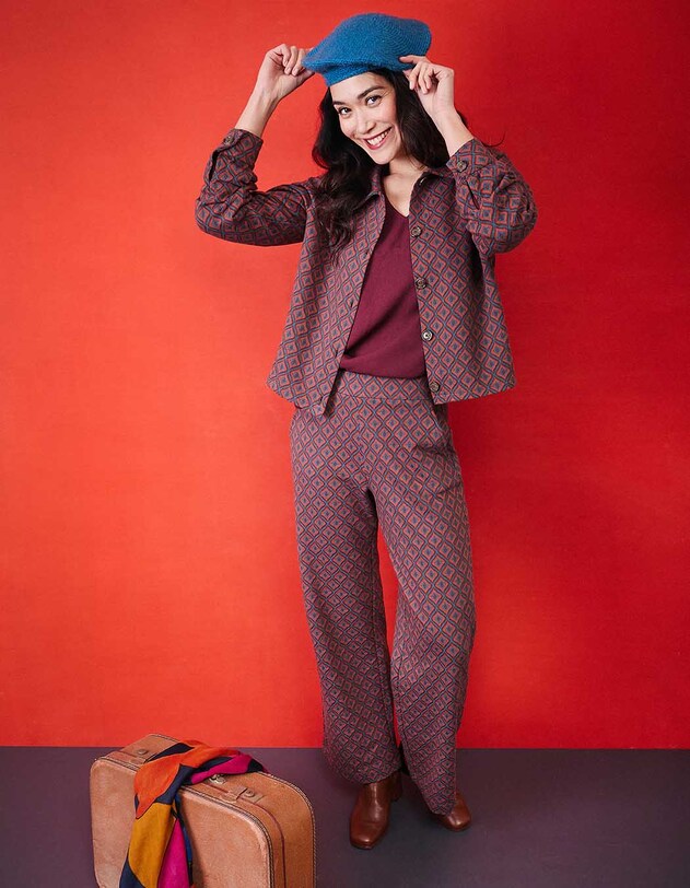 Pantalon ample maille jaquard bio imprim&eacute; Princesse Nomade