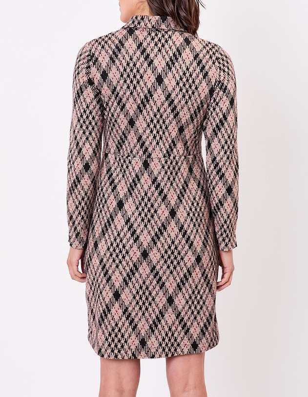 Robe maille jaquard recycl&eacute;e col zipp&eacute; imprim&eacute; Princesse Nomade