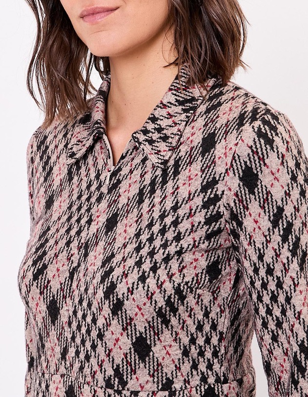 Robe maille jaquard recycl&eacute;e col zipp&eacute; imprim&eacute; Princesse Nomade