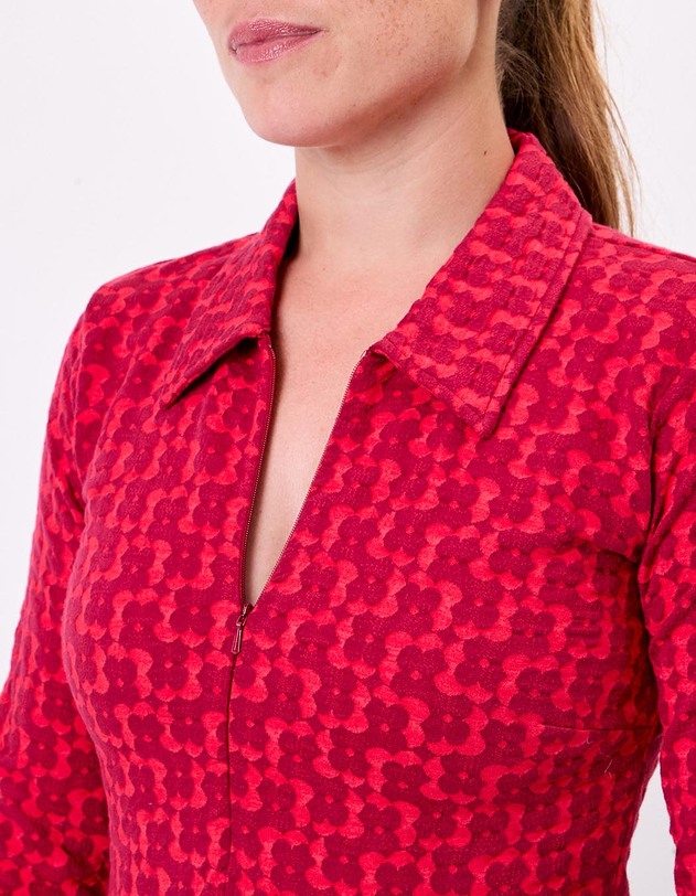 Robe maille jaquard bio col zipp&eacute; imprim&eacute; Princesse Nomade