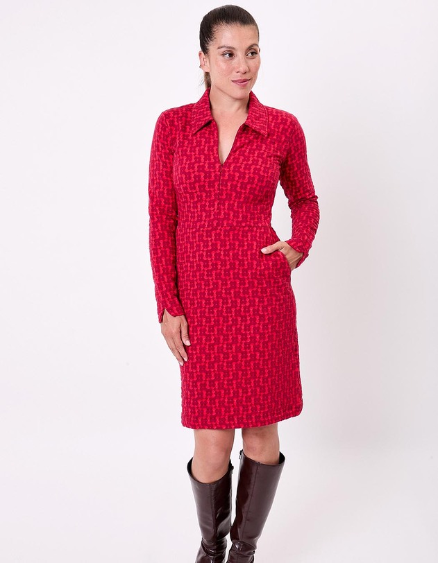 Robe maille jaquard bio col zipp&eacute; imprim&eacute; Princesse Nomade