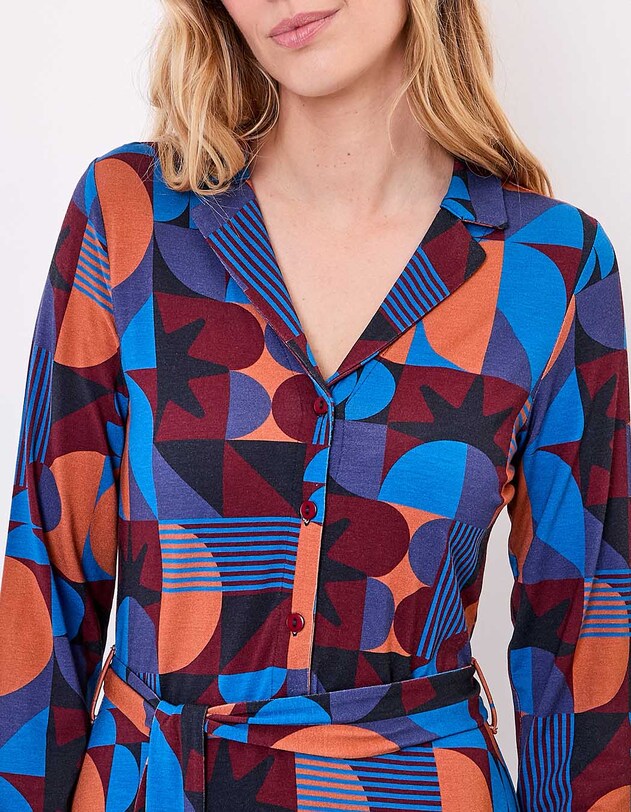 Robe maille fluide ceintur&eacute;e imprim&eacute; Princesse Nomade