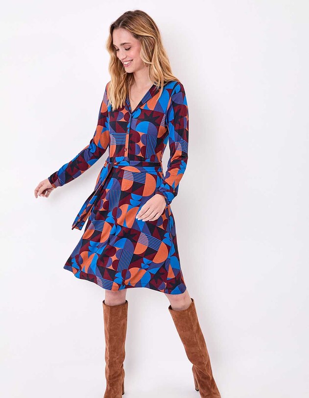 Robe maille fluide ceintur&eacute;e imprim&eacute; Princesse Nomade