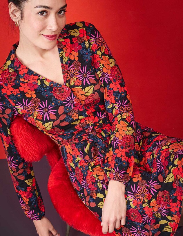 Robe maille fluide ceintur&eacute;e imprim&eacute; Princesse Nomade