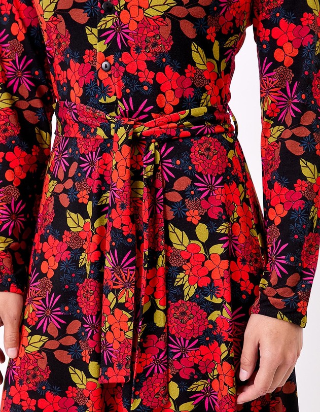Robe maille fluide ceintur&eacute;e imprim&eacute; Princesse Nomade