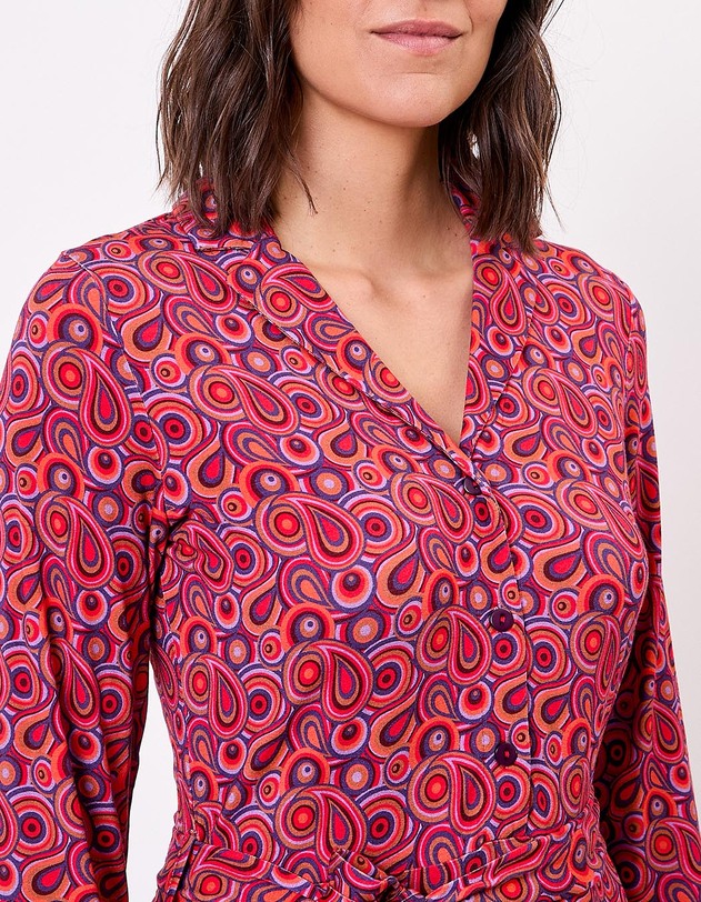 Robe maille fluide ceintur&eacute;e imprim&eacute; Princesse Nomade