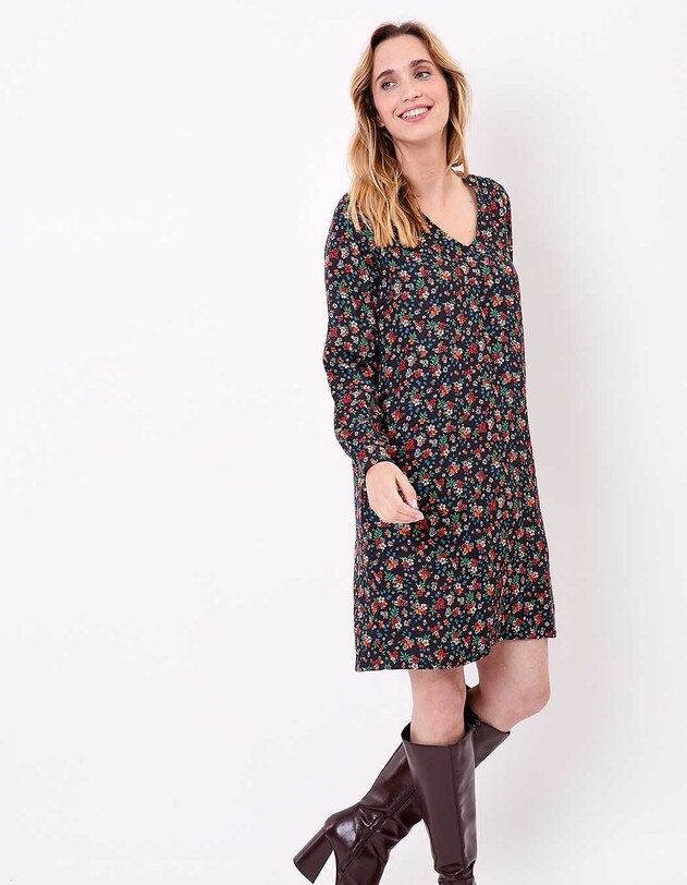 Robe fluide ample doubl&eacute;e imprim&eacute; Princesse Nomade