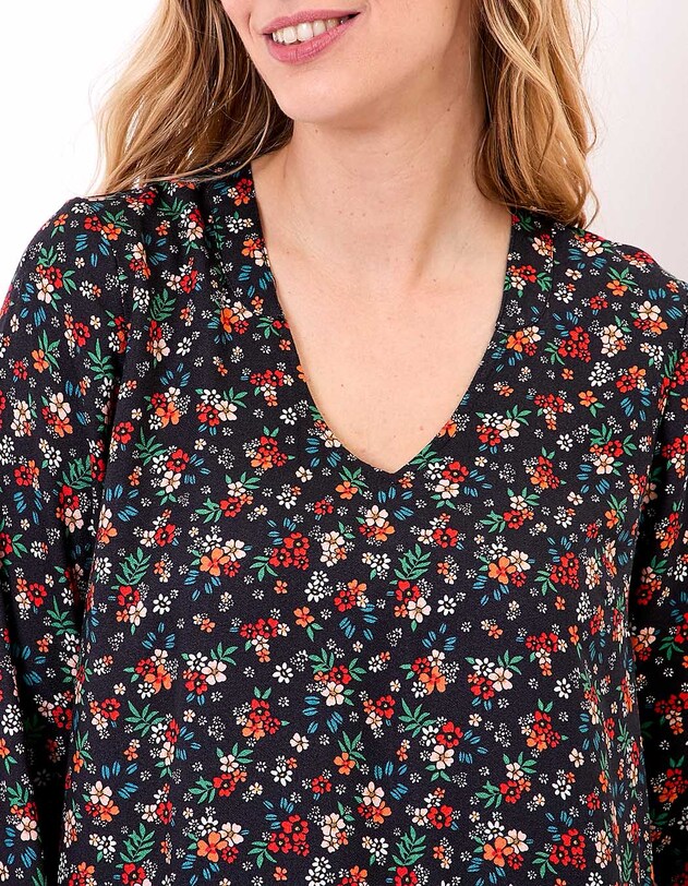 Robe fluide ample doubl&eacute;e imprim&eacute; Princesse Nomade