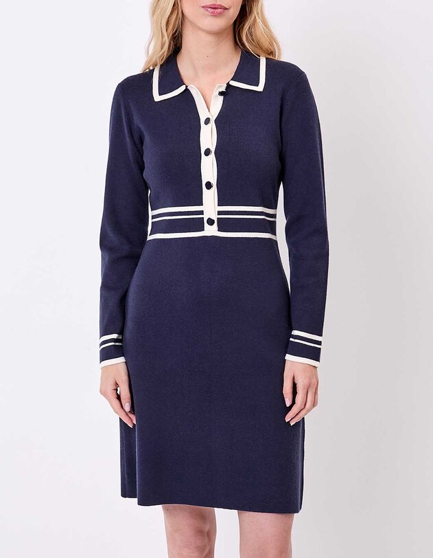 Robe maille compacte col chemisier imprim&eacute; Princesse Nomade