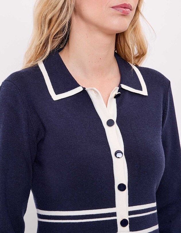 Robe maille compacte col chemisier imprim&eacute; Princesse Nomade