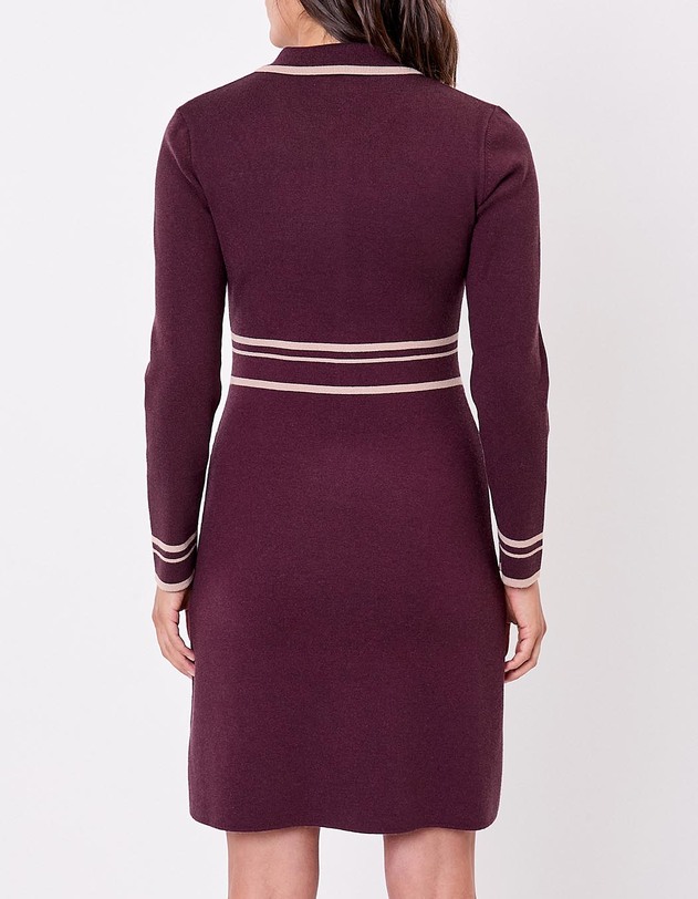 Robe maille compacte col chemisier imprim&eacute; Princesse Nomade